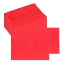 Uxcell Mini Card Envelope, Cute Cards Holder with Heart Clasp for Birthday Weddings Favors Business Greeting Cards Red