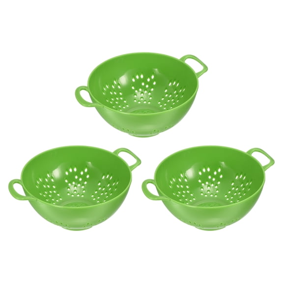 Uxcell Mini Colander Rice Drain Basket Bowl Fruit Washing Bowl Drain Basket with Handle-Green(3PCS)
