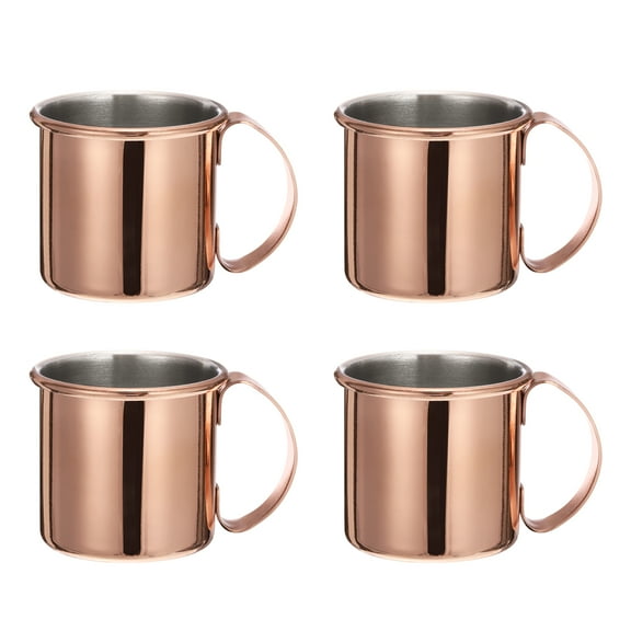 Uxcell Mini Copper Mugs 60ml/2 OZ 4Pack Pure Copper Plated Stainless Steel Shot Glass, Rose Gold