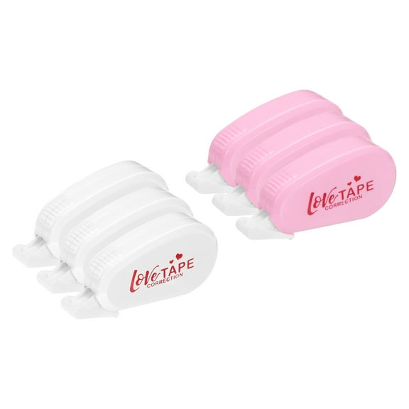 Uxcell Mini Correction Tape Eraser Tapes Dispenser Supplies for Office White Pink 6 Pack
