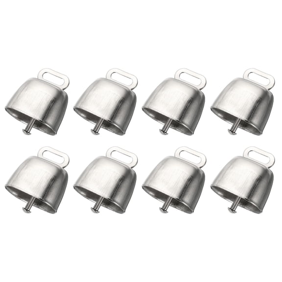 Uxcell Mini Cow Bells for Crafts Christmas, 8 Pcs Shiny Silver Small Cow Bells, Loud Grazing Copper Bells Noise Makers