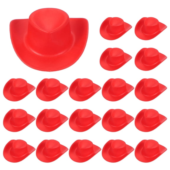 Uxcell Mini Cowboy Hat Plastic Red Mini Cowboy Hats for Crafts 20 Pcs