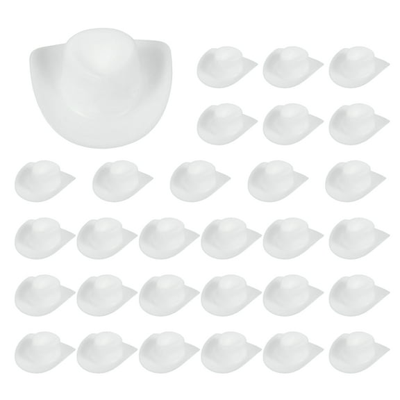 Uxcell Mini Cowboy Hat, Plastic White Tiny Cowboy Cow Girl Hats for Party Decoration