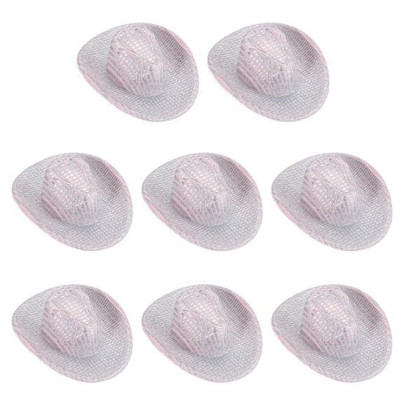 Uxcell Mini Cowboy Hats, 8 Pcs Miniature Western Cowboy Hat for Crafts, Party Decoration, Small Square Style, Pink