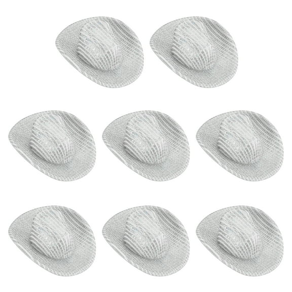 Uxcell Mini Cowboy Hats, 8 Pcs Miniature Western Cowboy Hat for Crafts, Party Decoration, Small Square Style, White