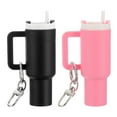 thumbnail image 1 of Uxcell Mini Cup Keychain, Lip Balm Holder Mini Tumbler Key Chain Decor Keychain Charm for Backpack Handbag Purse Pink, Black, 1 of 7