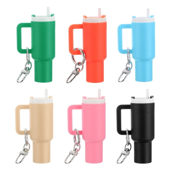 Uxcell Mini Cup Keychain, Lip Balm Holder Mini Tumbler Key Chain Decor Keychain Charm for Backpack Handbag Purse Multi-color
