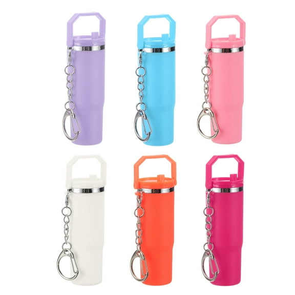 Uxcell Mini Cup Keychains, Lip Balm Holder Small Cup Mini Tumbler Key Chain Charm for Handbag Purse Multicolor