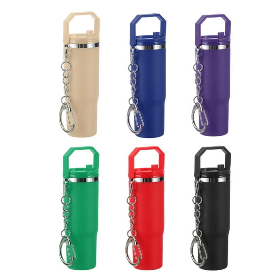 Uxcell Mini Cup Keychains, Lip Balm Holder Small Cup Mini Tumbler Key Chain Charm for Handbag Purse Multicolored