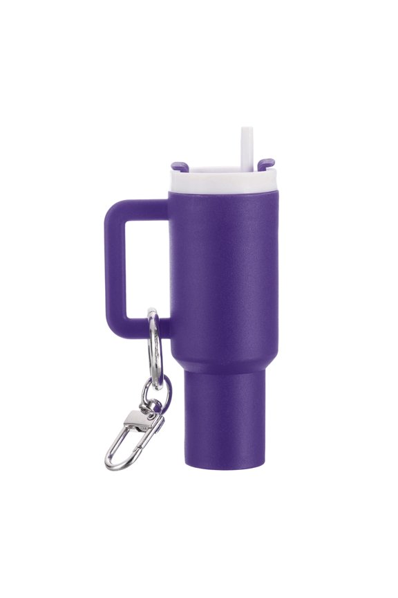Mini Cup Keychain, Lip Balm Holder Mini Tumbler Key Chain Decor Keychain Charm for Backpack Handbag Purse Dark Purple
