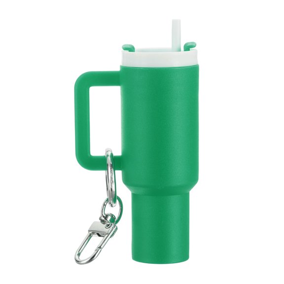 Uxcell Mini Cup Keychain, Lip Balm Holder Mini Tumbler Key Chain Decor Keychain Charm for Backpack Handbag Purse Green