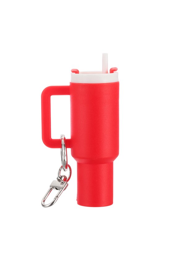 Mini Cup Keychain, Lip Balm Holder Mini Tumbler Key Chain Decor Keychain Charm for Backpack Handbag Purse Red
