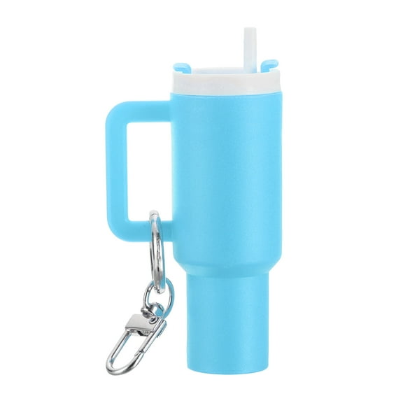 Uxcell Mini Cup Keychain, Lip Balm Holder Mini Tumbler Key Chain Decor Keychain Charm for Backpack Handbag Purse Sky Blue