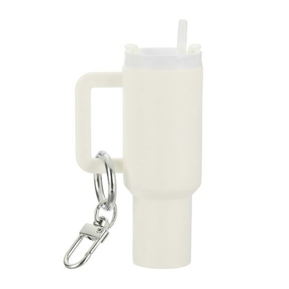 Uxcell Mini Cup Keychain, Lip Balm Holder Mini Tumbler Key Chain Decor Keychain Charm for Backpack Handbag Purse White
