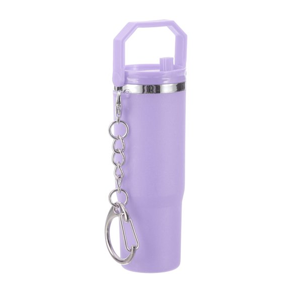 Uxcell Mini Cup Keychain, Lip Balm Holder Small Cup Mini Tumbler Key Chain Charm for Backpack Handbag Purse Light Purple