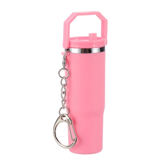 Uxcell Mini Cup Keychain, Lip Balm Holder Small Cup Mini Tumbler Key Chain Charm for Backpack Handbag Purse Pink