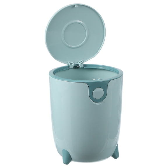 Uxcell Mini Desktop Trash Can Press-Type Countertop Waste Can with Lid (Blue)