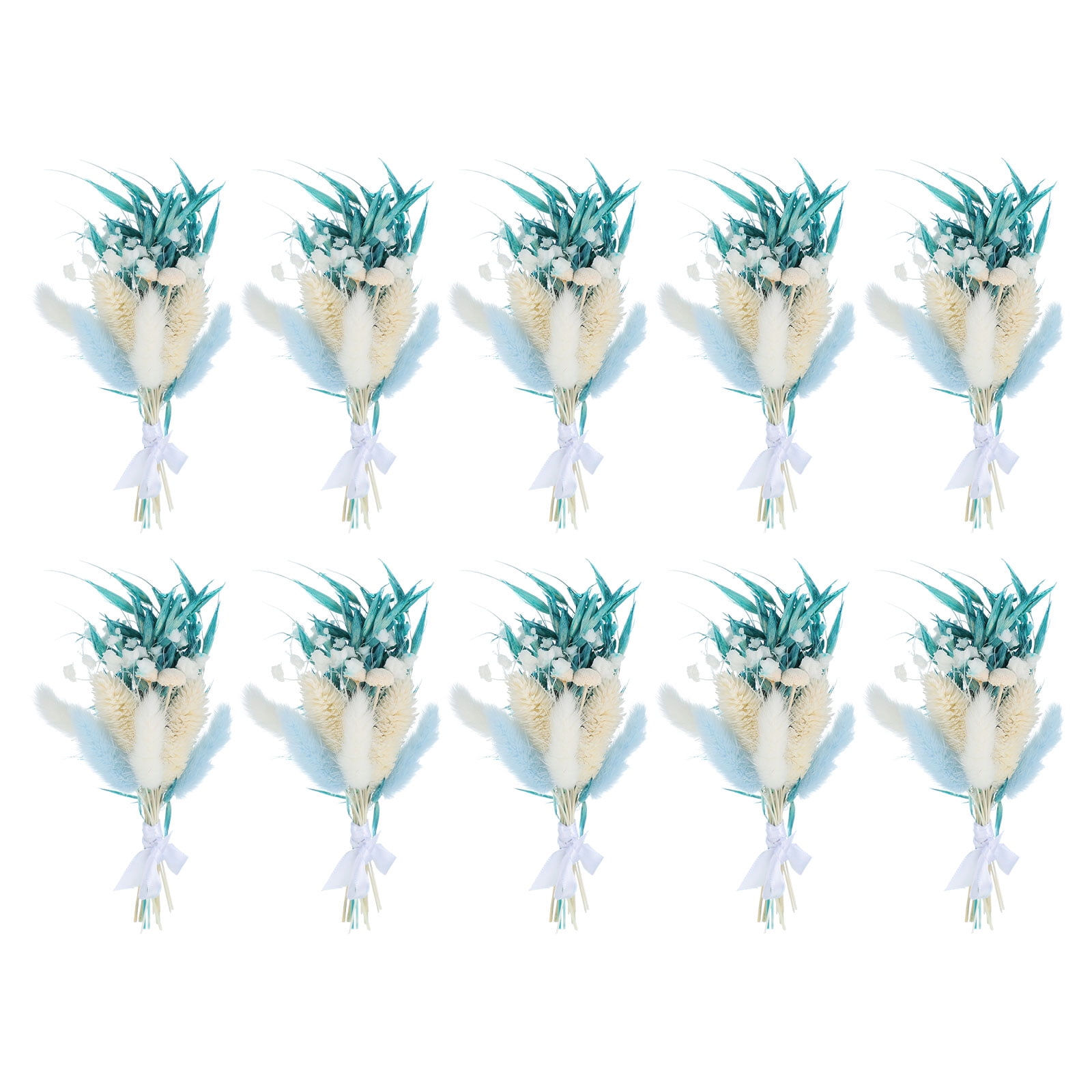 Uxcell Mini Dried Flower Bouquet, Pampas Grass Natural Wildflower Decor, Blue