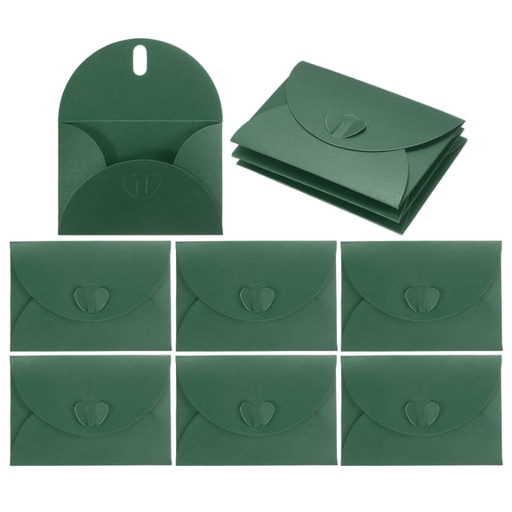 Uxcell Mini Envelopes, 25 Pack Greeting Card Envelopes with Heart Clasp Tiny Items Storage, Dark Green 4" x 2.8"