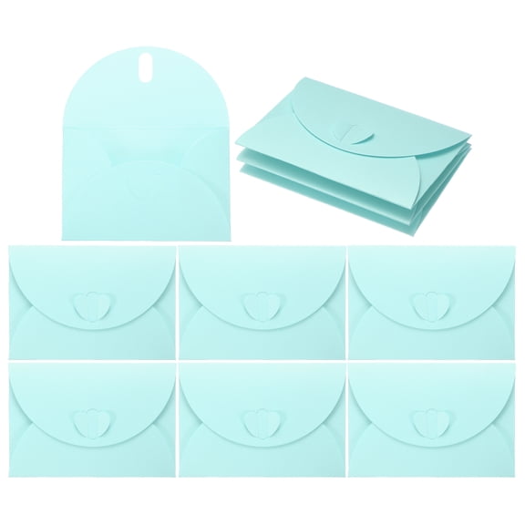 Uxcell Mini Envelopes, 25 Pack Greeting Card Envelopes with Heart Clasp Tiny Items Storage, Light Blue 4" x 2.8"