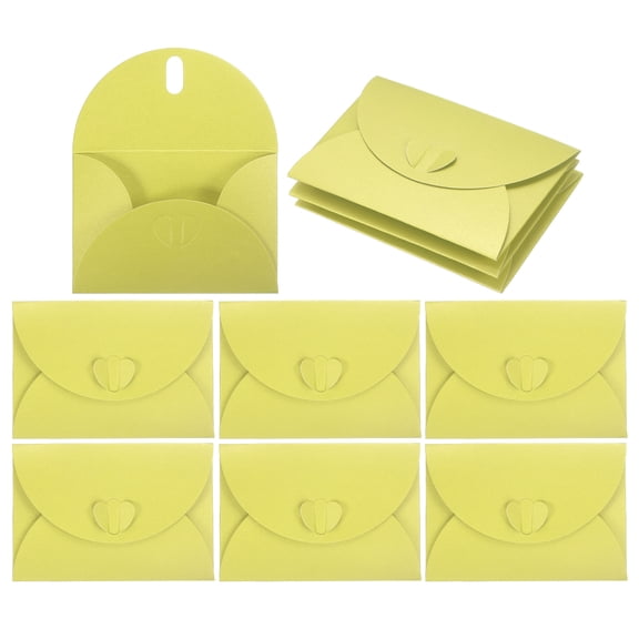 Uxcell Mini Envelopes, 25 Pack Greeting Card Envelopes with Heart Clasp Tiny Items Storage, Light Green 4" x 2.8"