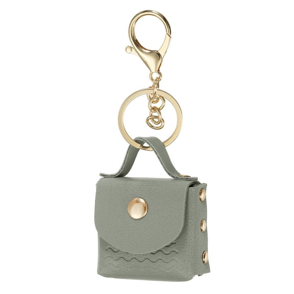 Uxcell Mini Handbag Keychain for Women, PU Leather Cute Bag Creative Keyrings Gray