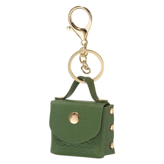 Uxcell Mini Handbag Keychain for Women, PU Leather Cute Bag Creative Keyrings Green