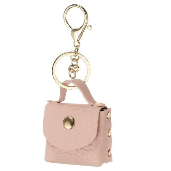 Uxcell Mini Handbag Keychain for Women, PU Leather Cute Bag Creative Keyrings Pink