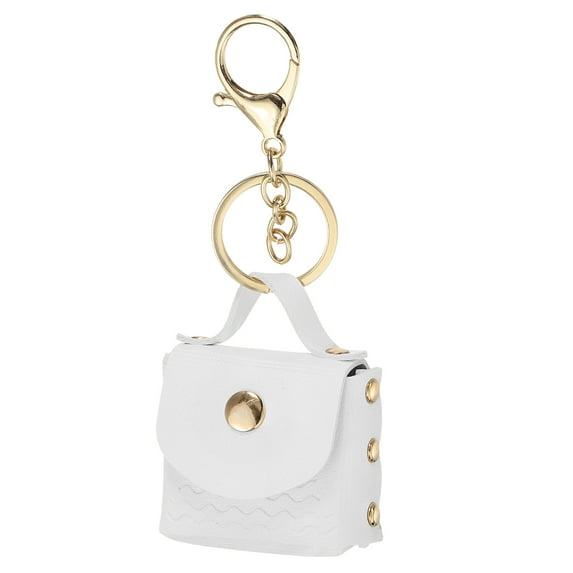 Uxcell Mini Handbag Keychain for Women, PU Leather Cute Bag Creative Keyrings White