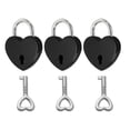 thumbnail image 1 of Uxcell Mini Heart Lock with Key, (1"x1.2", Black) (3 Pcs), Heart Shaped Padlock Metal Love Locks, Suit for - Lover Bridge/Anniversary/Diary Book/Handbag/Jewelry Box, 1 of 6