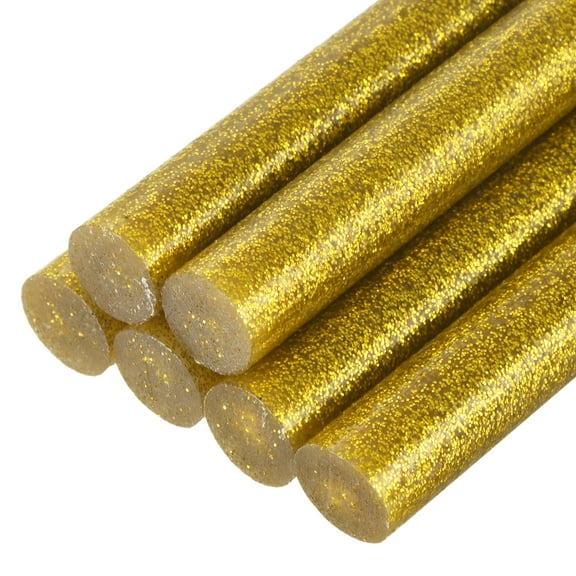 Uxcell Mini Hot Glue Sticks for Glue Gun 0.43-inch x 4-inch Glitter Gold 6pcs