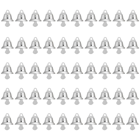 Uxcell Mini Jingle Bells 0.6" Metal Hanging Bells Silver 50Pack