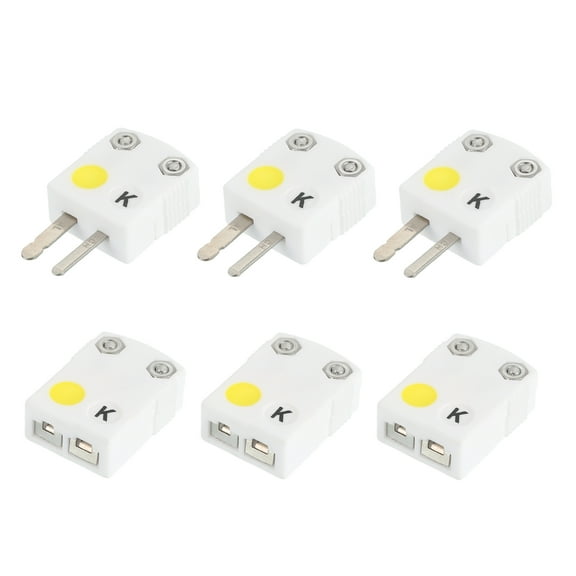 Uxcell Mini K Type Ceramics Thermocouple Wire Connectors Male Female Plug Adapter High Temperature 650C(1202F) for Thermocouple Sensor Probe 3 Set
