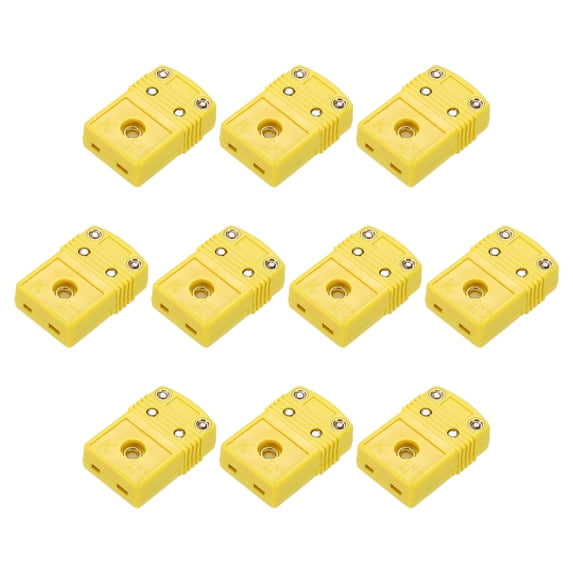 Uxcell Mini K Type Thermocouple Wire Connectors Female Plug Adapter High Temperature 220C for Sensor Probe Yellow 10pcs
