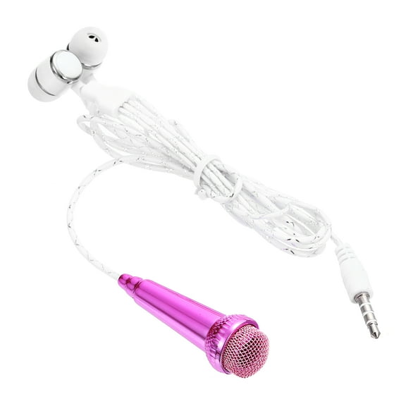 Mini Microphone Tiny Microphone with Earphone for Singing Notebook Rose Red