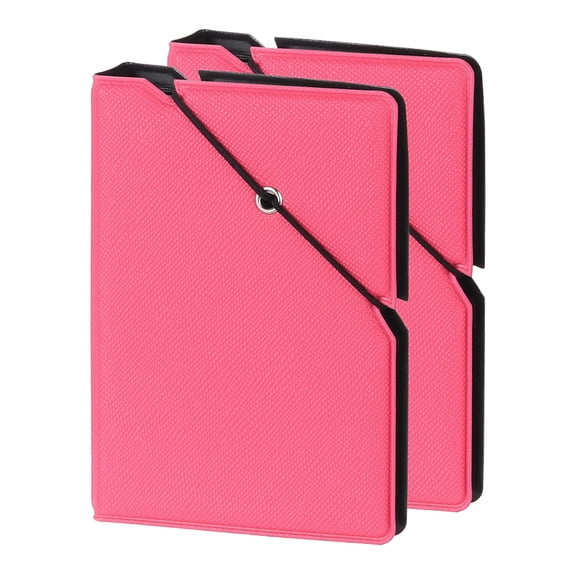 Uxcell Mini Photo Album 28 Pockets 2 x 3 Photo Album Book Leather Cover with Rubber Band Lock for Fujifilm Instant Mini Camera, (Rose Red), 2 Pcs