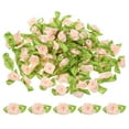 thumbnail image 1 of Uxcell Mini Ribbon Roses, 200Pcs Satin Fabric Flowers with Green Leaves Rosettes Applique for Crafts Wedding Light Pink, 1 of 5