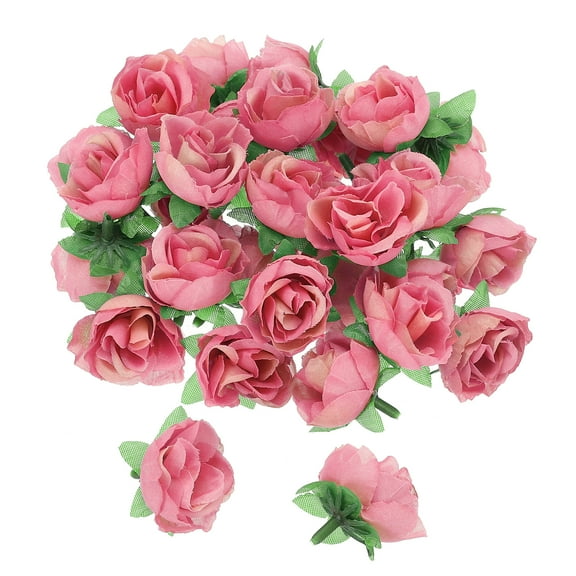 Uxcell Mini Rose Artificial Flowers Bulk 1.2 Inch, Silk Cloth Small Fake Flower Heads, Colorful Pink 50 Pcs