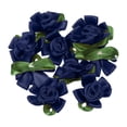 thumbnail image 1 of Uxcell Mini Satin Ribbon Roses Small Rosettes Fabric Flowers with Green Leaves Navy Blue 10 Pcs, 1 of 6