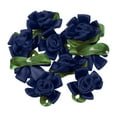 thumbnail image 1 of Uxcell Mini Satin Ribbon Roses Small Rosettes Fabric Flowers with Green Leaves Navy Blue 20 Pcs, 1 of 6