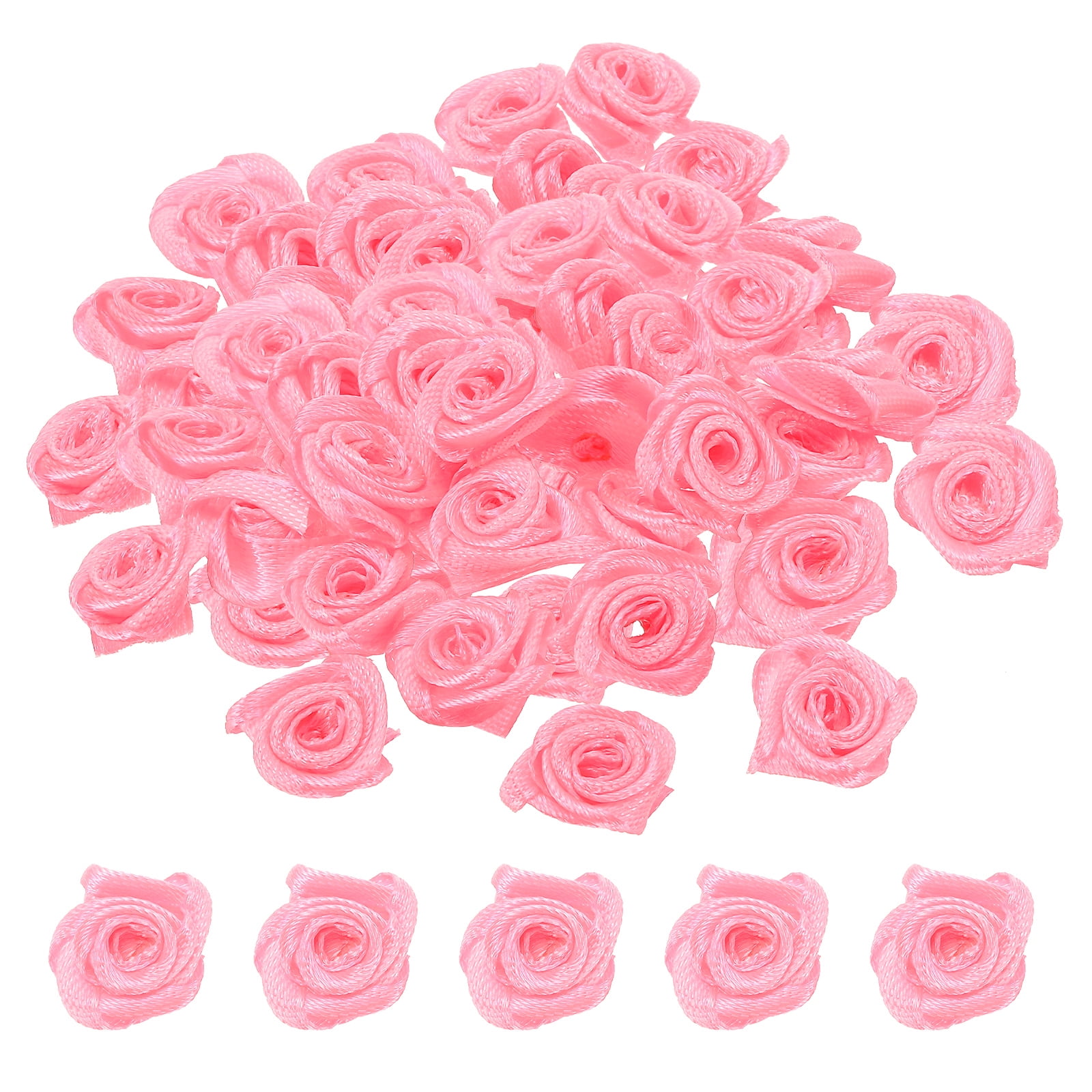 Uxcell Mini Satin Ribbon Roses Tiny Fabric Flowers Embellishments