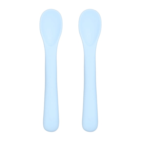 Uxcell Mini Silicone Spoon, 5.5x1 Inch, Blue, 2 Pcs, Small Short Feeding Spoons Heat Resistant Non Stick Kitchen Cooking Baking Utensils for Stirring, Mixing Food, Dishwasher Safe