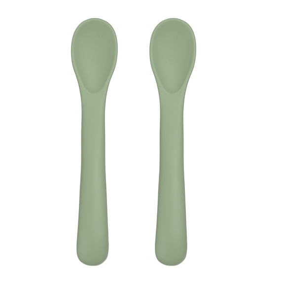 Uxcell Mini Silicone Spoon, 5.5x1 Inch, Green, 2 Pcs, Small Short Feeding Spoons Heat Resistant Non Stick Kitchen Cooking Baking Utensils for Stirring, Mixing Food, Dishwasher Safe
