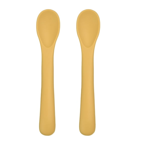 Uxcell Mini Silicone Spoon, 5.5x1 Inch, Yellow, 2 Pcs, Small Short Feeding Spoons Heat Resistant Non Stick Kitchen Cooking Baking Utensils for Stirring, Mixing Food, Dishwasher Safe