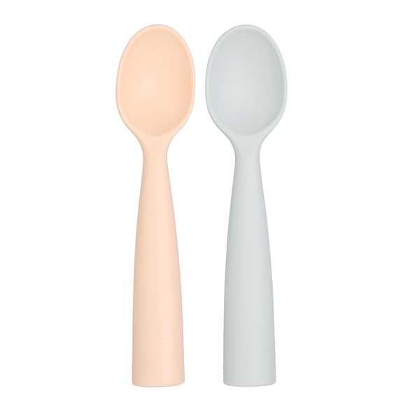 Uxcell Mini Silicone Spoon, Gray/Khaki, 2 Pcs, Small Heat Resistant Non Stick Mixing Spoons Kitchen Cooking Baking Utensils for Stirring, Mixing, Basting, Dishwasher Safe
