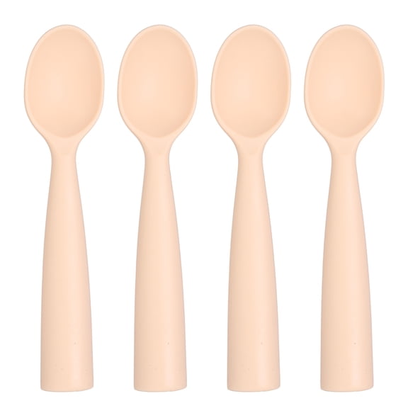 Uxcell Mini Silicone Spoon, Khaki, 4 Pcs, Small Heat Resistant Non Stick Mixing Spoons Kitchen Cooking Baking Utensils for Stirring, Mixing, Basting, Dishwasher Safe