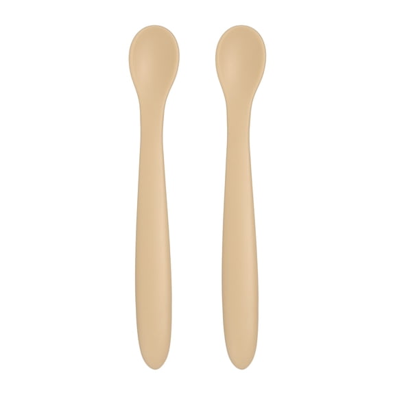 Uxcell Mini Silicone Spoon, Soft Tip Feeding Spoons, Khaki, Kitchen Cooking Baking Utensils Heat Resistant Non Stick Easy Grip for Stirring, Mixing Food, Dishwasher Safe