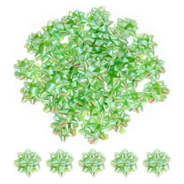 Uxcell 100Pcs Mini Star Gift Bows, Small Christmas Rainbow Film Gift Wrapping Self-Adhesive Bows Green