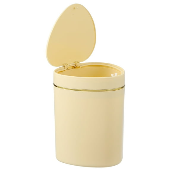 Uxcell Mini Trash Can with Lid, Desktop Small Trash Can Recycling Bin Yellow