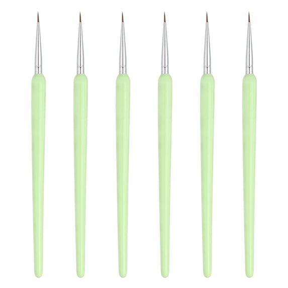 Uxcell Miniature Detail Paint Brushes, 8mm Round Pointed Small Fine Tip Micro Paint Brushes for Fine Model Craft Art Face Acrylic Painting Oil Watercolor(Green, Pack of 6)